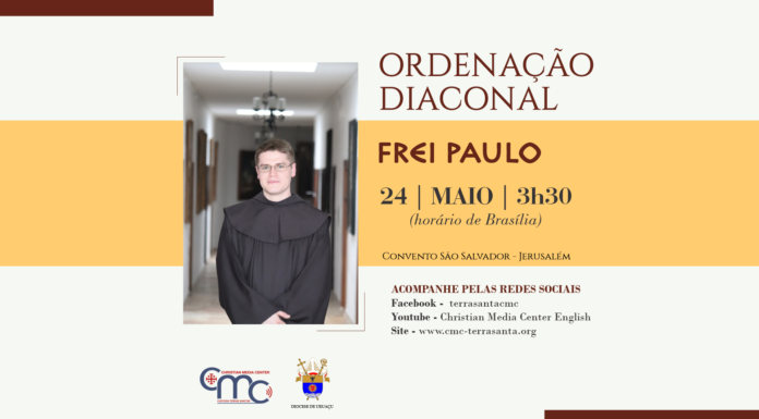 Frei Paulo é ordenado diácono neste Domingo da Ascensão do Senhor